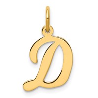 14K Yellow Gold Medium Script Letter D Initial Charm view 1