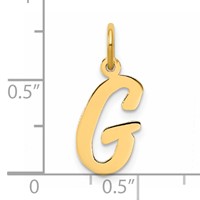 14K Yellow Gold Medium Script Letter G Initial Charm view 4