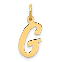 14K Yellow Gold Medium Script Letter G Initial Charm view 1