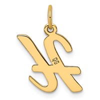 14K Yellow Gold Medium Script Letter H Initial Charm view 3