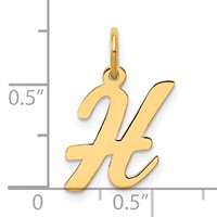 14K Yellow Gold Medium Script Letter H Initial Charm view 4