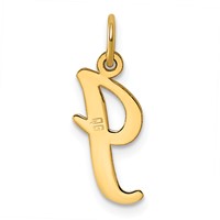14K Yellow Gold Medium Script Letter I Initial Charm view 3