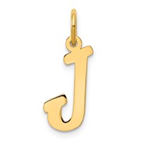 14K Yellow Gold Medium Script Letter J Initial Charm view 1