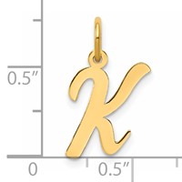 14K Yellow Gold Medium Script Letter K Initial Charm view 4
