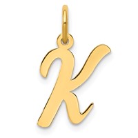 14K Yellow Gold Medium Script Letter K Initial Charm view 1