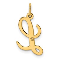 14K Yellow Gold Medium Script Letter L Initial Charm view 3