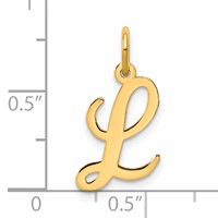 14K Yellow Gold Medium Script Letter L Initial Charm view 4
