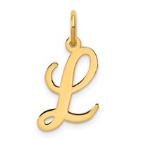 14K Yellow Gold Medium Script Letter L Initial Charm view 1