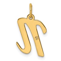 14K Yellow Gold Medium Script Letter N Initial Charm view 3