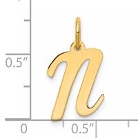 14K Yellow Gold Medium Script Letter N Initial Charm view 4