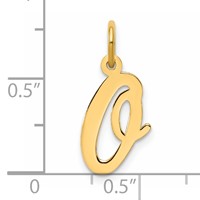 14K Yellow Gold Medium Script Letter O Initial Charm view 4
