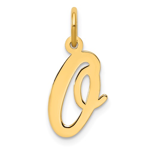14K Yellow Gold Medium Script Letter O Initial Charm