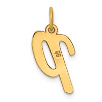 14K Yellow Gold Medium Script Letter P Initial Charm view 3