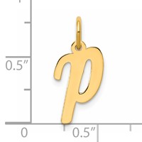 14K Yellow Gold Medium Script Letter P Initial Charm view 4