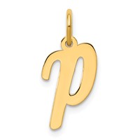 14K Yellow Gold Medium Script Letter P Initial Charm view 1