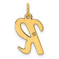 14K Yellow Gold Medium Script Letter R Initial Charm view 3