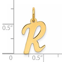 14K Yellow Gold Medium Script Letter R Initial Charm view 4