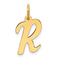 14K Yellow Gold Medium Script Letter R Initial Charm view 1