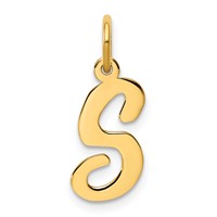 14K Medium Script Letter S Initial Charm view 1