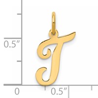 14K Yellow Gold Medium Script Letter T Initial Charm view 4