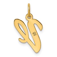 14K Yellow Gold Medium Script Letter V Initial Charm view 3