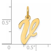 14K Yellow Gold Medium Script Letter V Initial Charm view 4