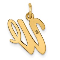 14K Yellow Gold Medium Script Letter W Initial Charm view 3