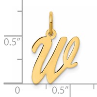 14K Yellow Gold Medium Script Letter W Initial Charm view 4
