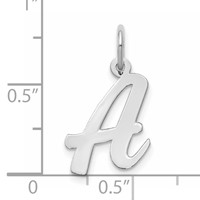 14K White Gold Medium Script Letter a Initial Charm view 4