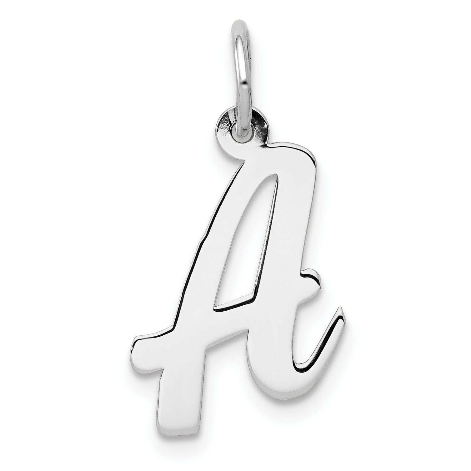 14k White Gold Medium Script Letter A Initial Charm (YC661A)