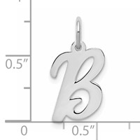 14K White Gold Medium Script Letter B Initial Charm view 4