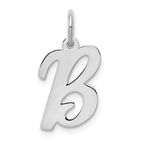 14K White Gold Medium Script Letter B Initial Charm view 1