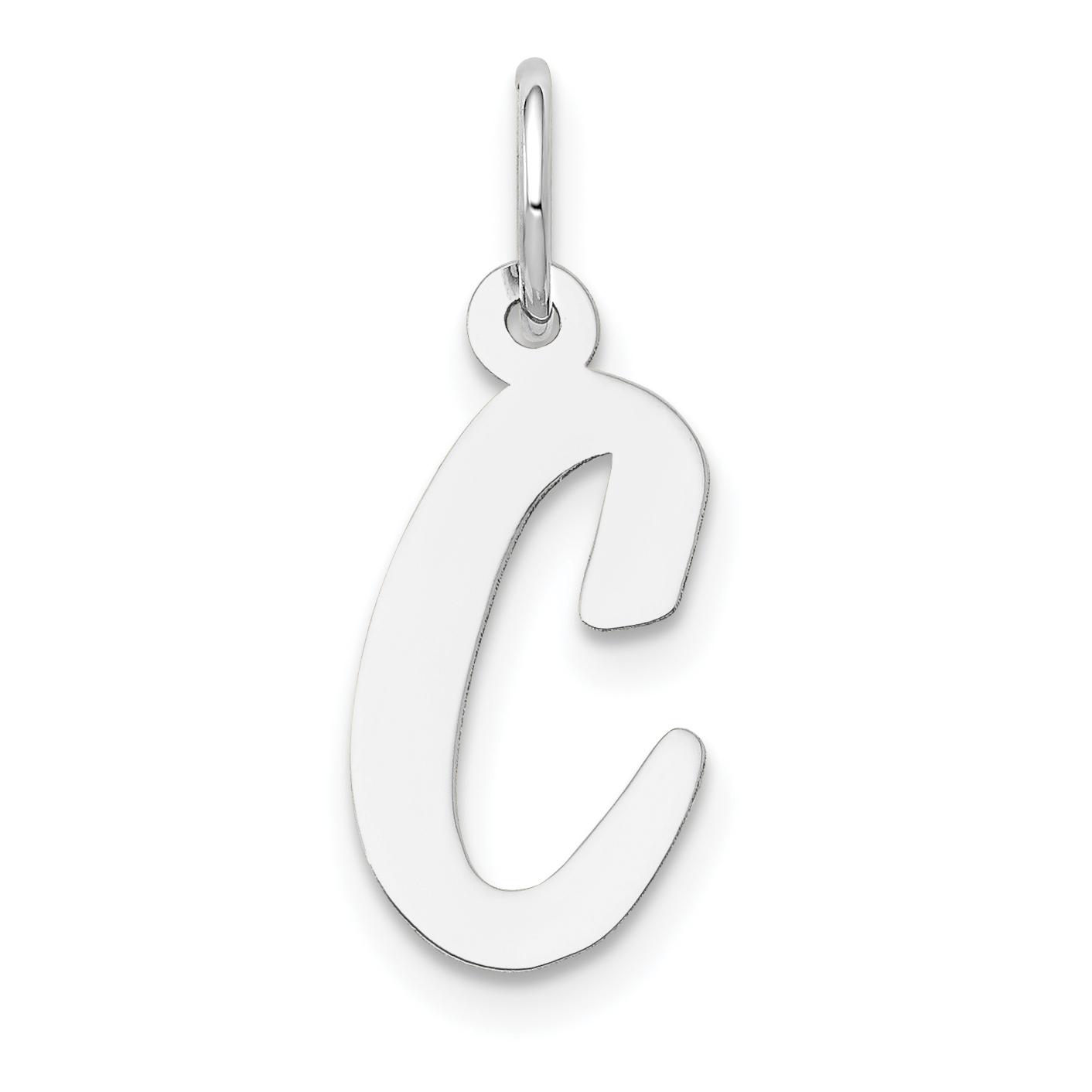14k White Gold Medium Script Letter C Initial Charm (YC661C)