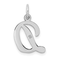 14K White Gold Medium Script Letter D Initial Charm view 3