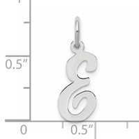 14K White Gold Medium Script Letter E Initial Charm view 3