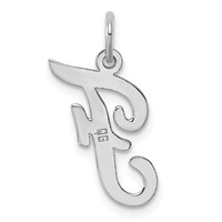 14K White Gold Medium Script Letter F Initial Charm view 4