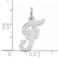 14K White Gold Medium Script Letter F Initial Charm view 3