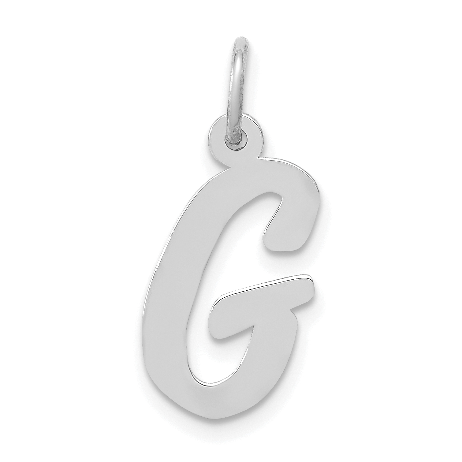14k White Gold Medium Script Letter G Initial Charm (YC661G)