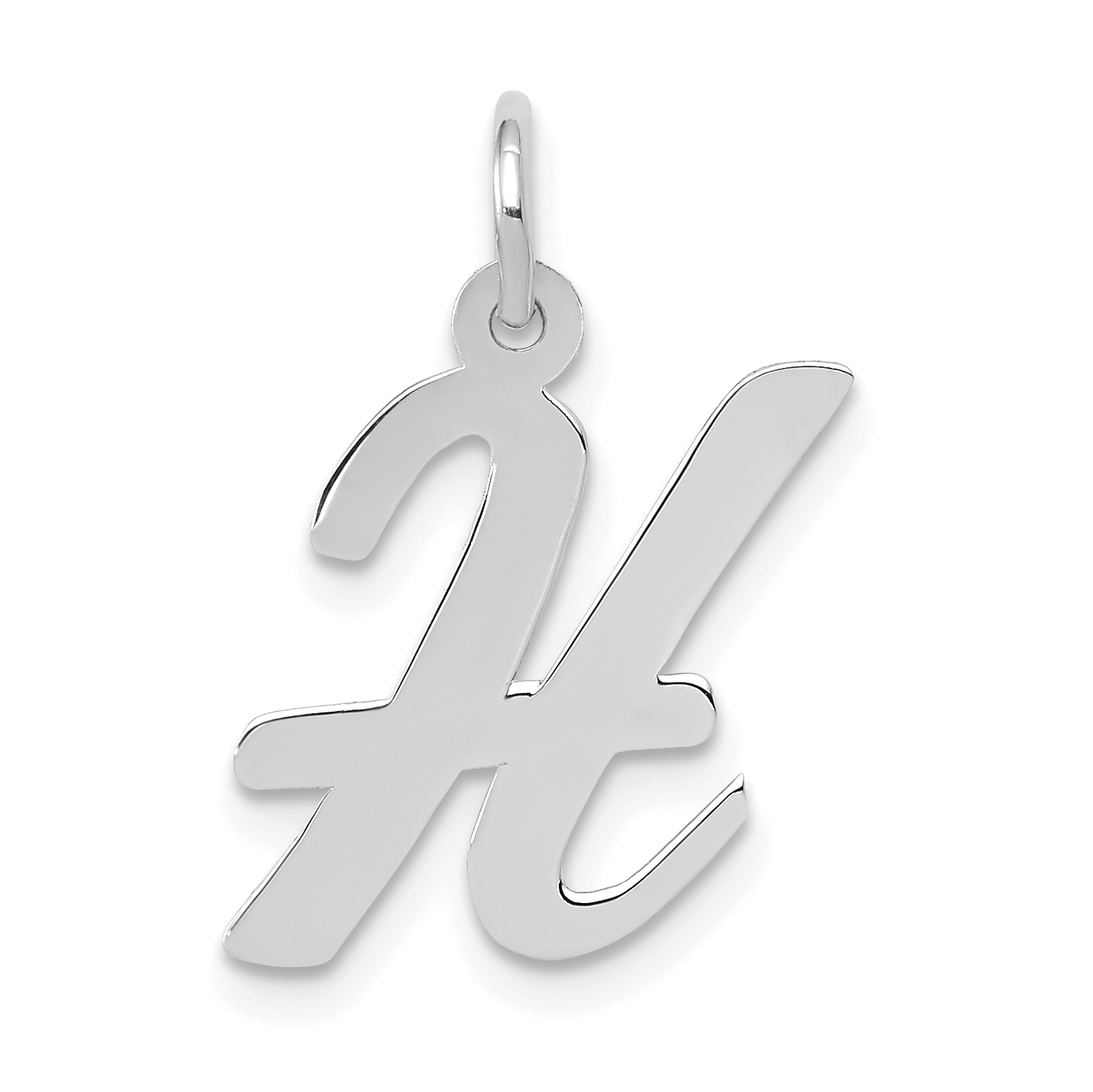 14k White Gold Medium Script Letter H Initial Charm (YC661H)