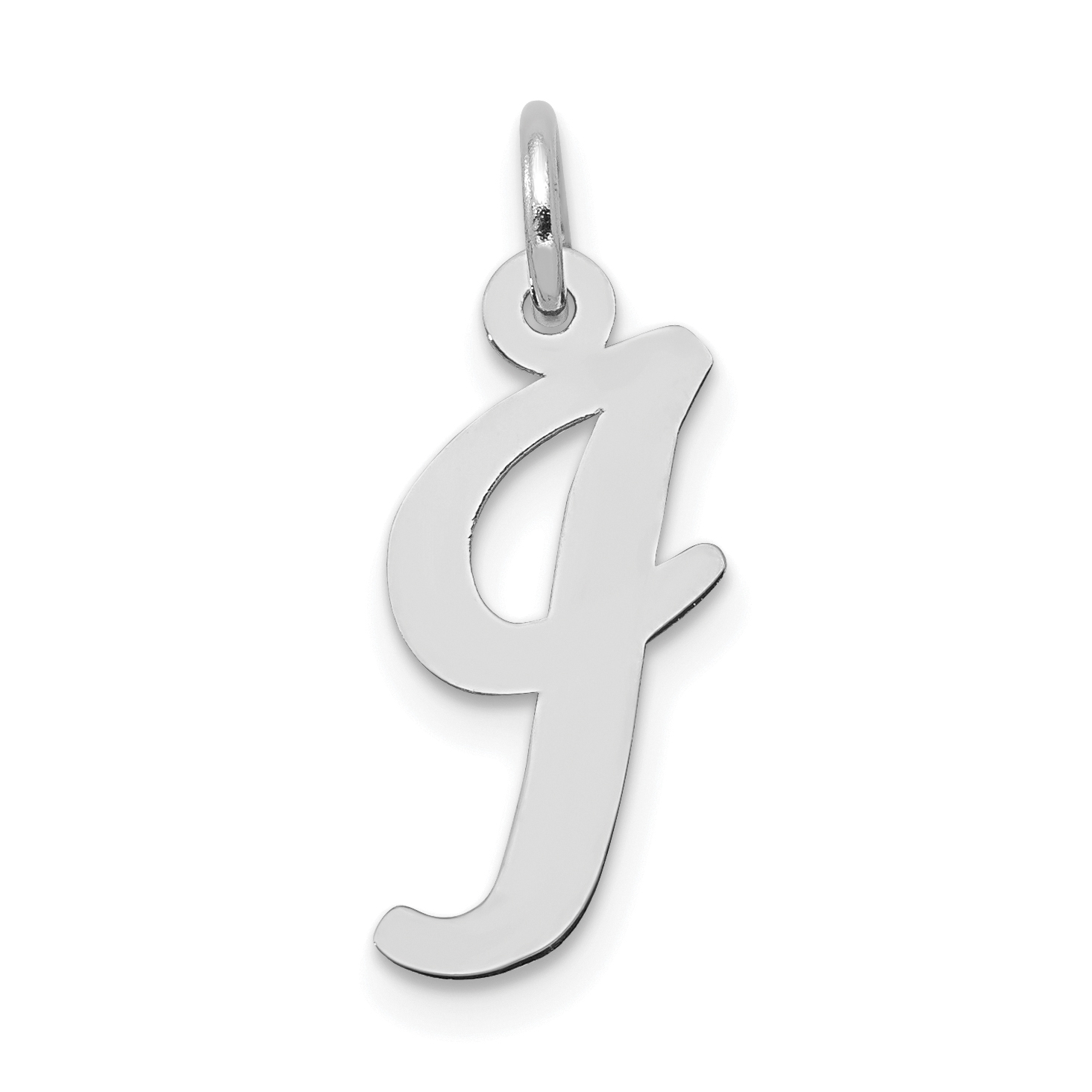 14k White Gold Medium Script Letter I Initial Charm (YC661I)