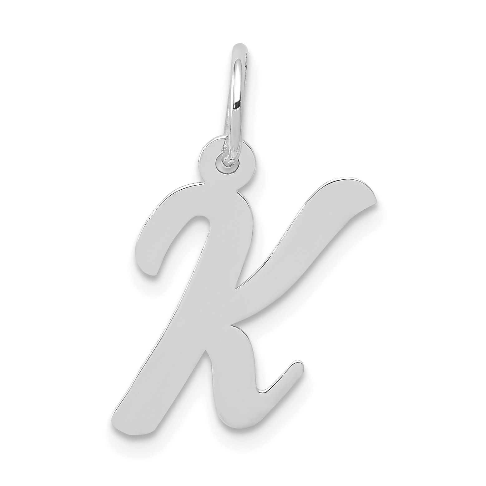14k White Gold Medium Script Letter K Initial Charm (YC661K)