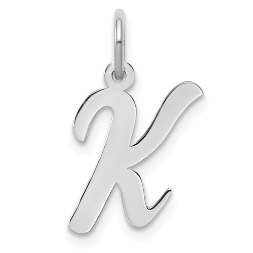 14K White Gold Medium Script Letter K Initial Charm