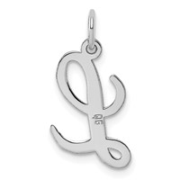 14K White Gold Medium Script Letter L Initial Charm view 4