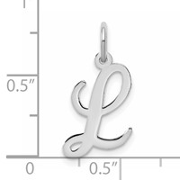 14K White Gold Medium Script Letter L Initial Charm view 3