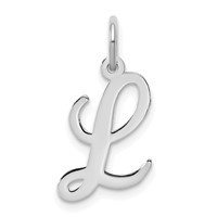 14K White Gold Medium Script Letter L Initial Charm view 1