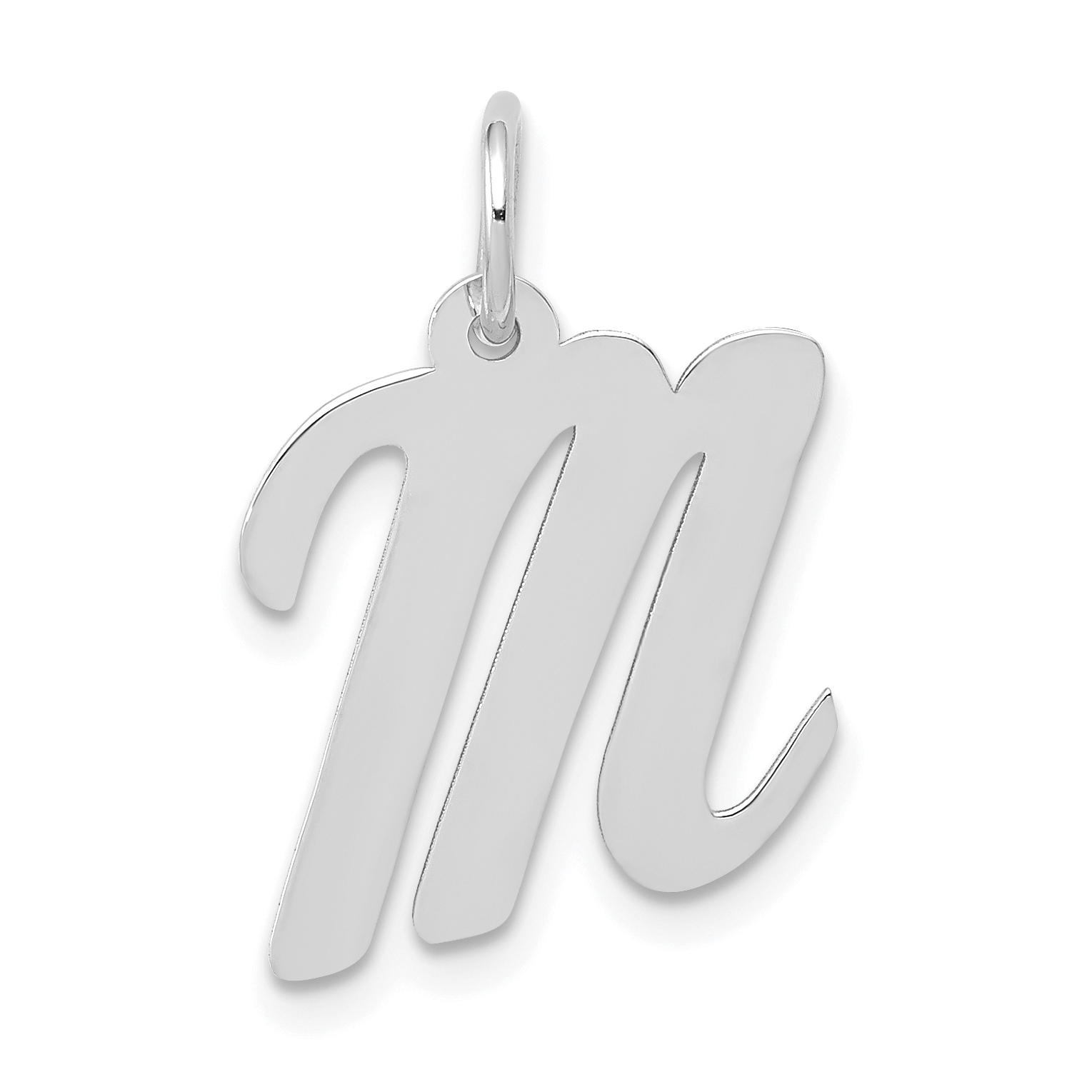 14k White Gold Medium Script Letter M Initial Charm (YC661M)