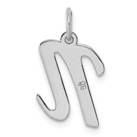 14K White Gold Medium Script Letter N Initial Charm view 4