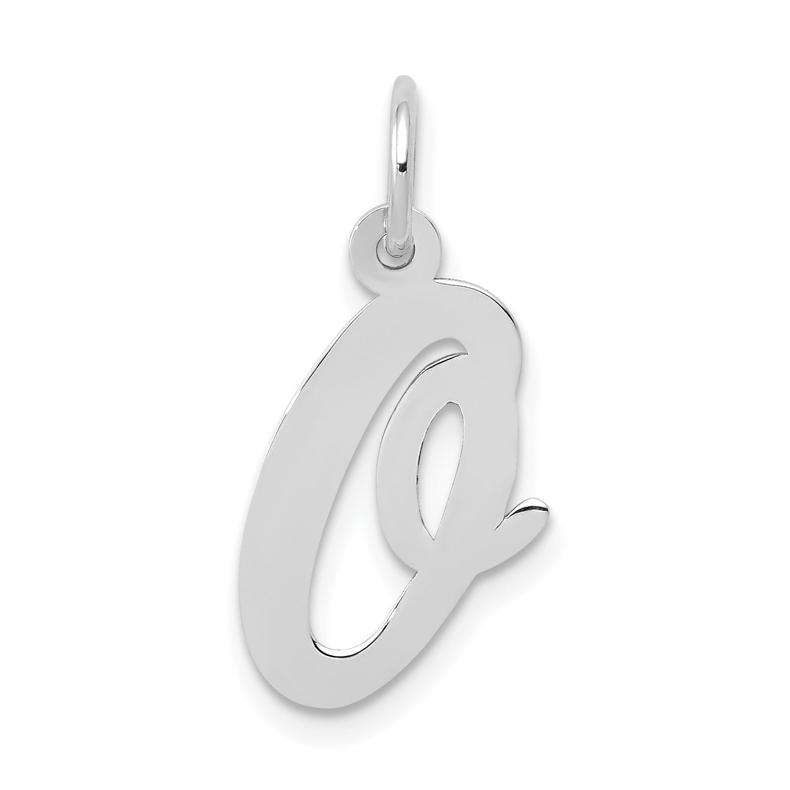 14k White Gold Medium Script Letter O Initial Charm (YC661O)