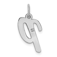 14K White Gold Medium Script Letter P Initial Charm view 4