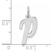 14K White Gold Medium Script Letter P Initial Charm view 3